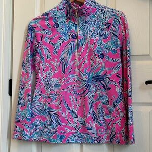 Lilly Pulitzer SMALL Vibrant Pink Tropical Print Quarter-Zip Pullover
